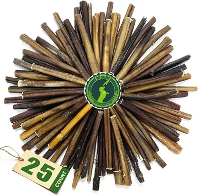 Bully Sticks for Dogs | Natural Long Lasting Pizzle Sticks | Single Ingredient Beef Pizzle | Dog Treats for Aggressive Chewers | 6-Inch Standard Thickness (Pack of 25)